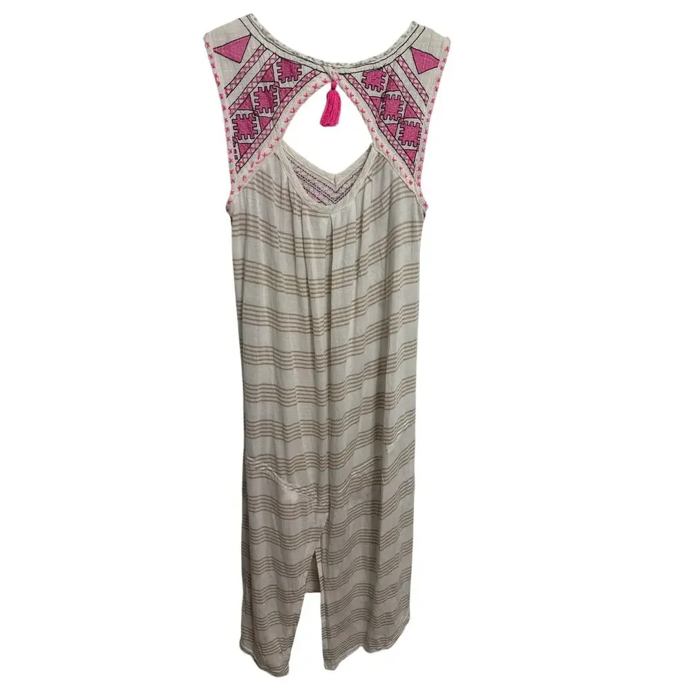 Free People Native Sun Embroidered Tunic Sand Size Large Boho Oversized - Picture 6 of 13